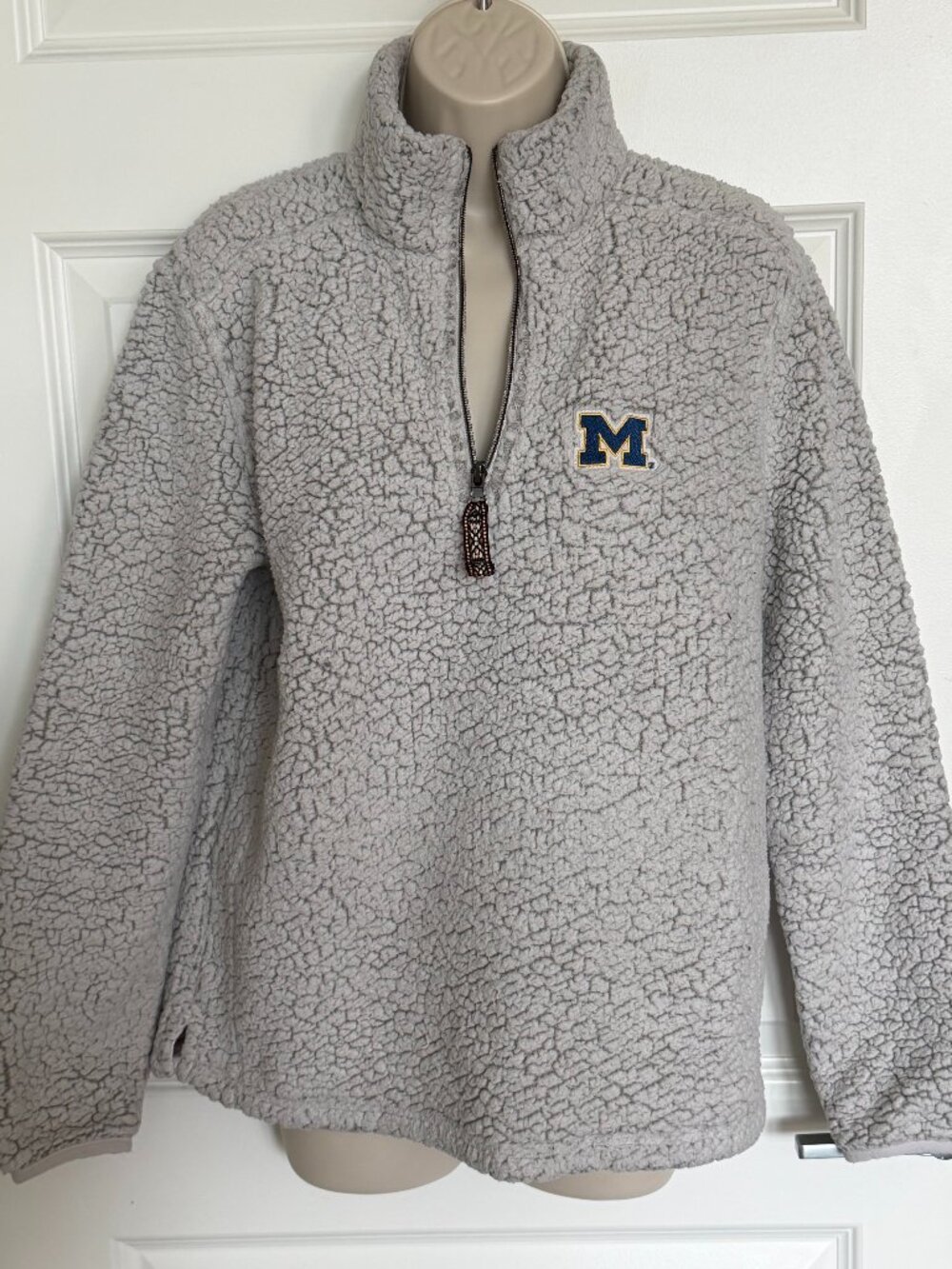 Michigan Wolverines Sherpa Pullover Women’s Small Gray 1/4 Zip Fleece